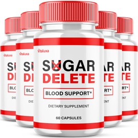 (5 Pack) Sugar Delete Capsules - Sugar Delete Glycogen Support Pills with Maximum Strength Supplement Health Formula - SugarDelete Advanced Vitamin and Overall Wellness Support USA Made (300 Capsules)