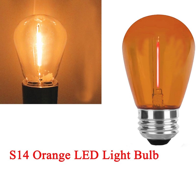 LRSUEYSKIN 15 Pack Orange LED Bulb S14 LED Relacement Bulbs