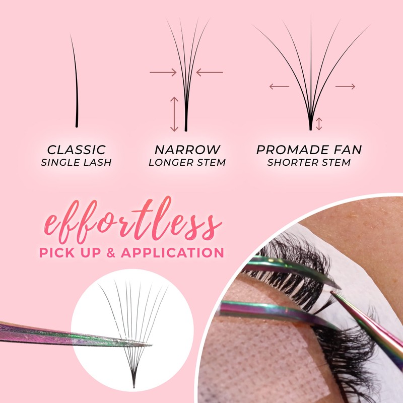 LLBA LashFolio Narrow Promade Fans | Handmade Volume Eyelashes |
