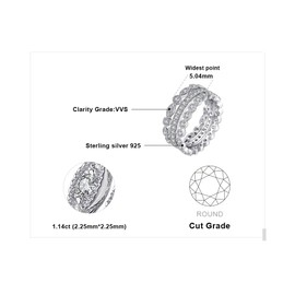 JewelryPalace 14K Gold Plated 925 Sterling Silver Rings for Women, Cubic Zirconia Promise Rings for Her, Stackable Wedding Bands Rings for Women Set Size 7.5