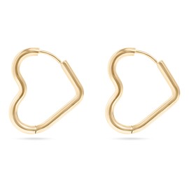 Heart Hoop Earrings with 18K Gold PVD Stainless Steel - More Resistant to Scratches, Wear, and Tarnishing than Gold Filled, Plated, or Vermeil Jewelry