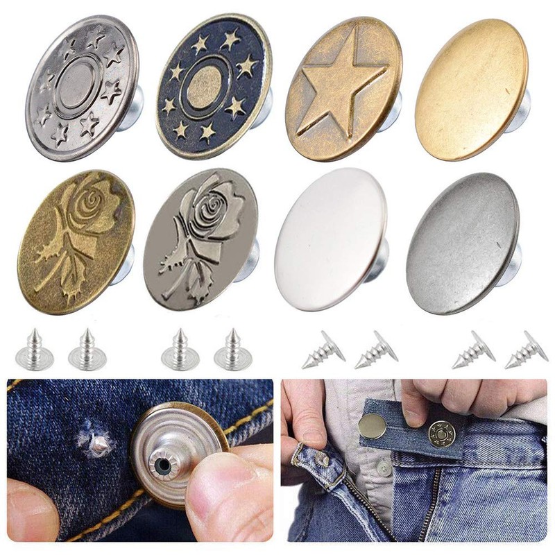 Gasea 80 Sets 8 Styles 17mm Jeans Buttons Tack Buttons