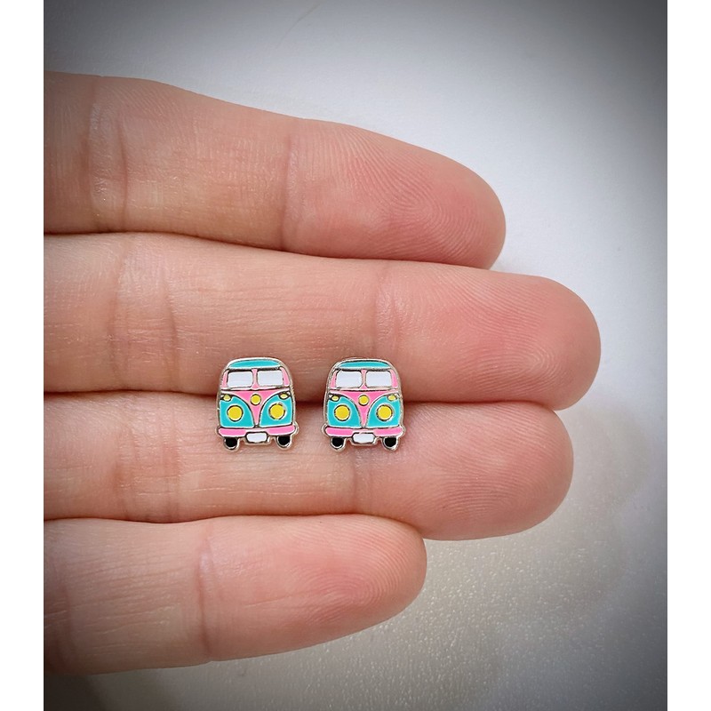 Sterling Silver Mini Bus Camper Van Earrings