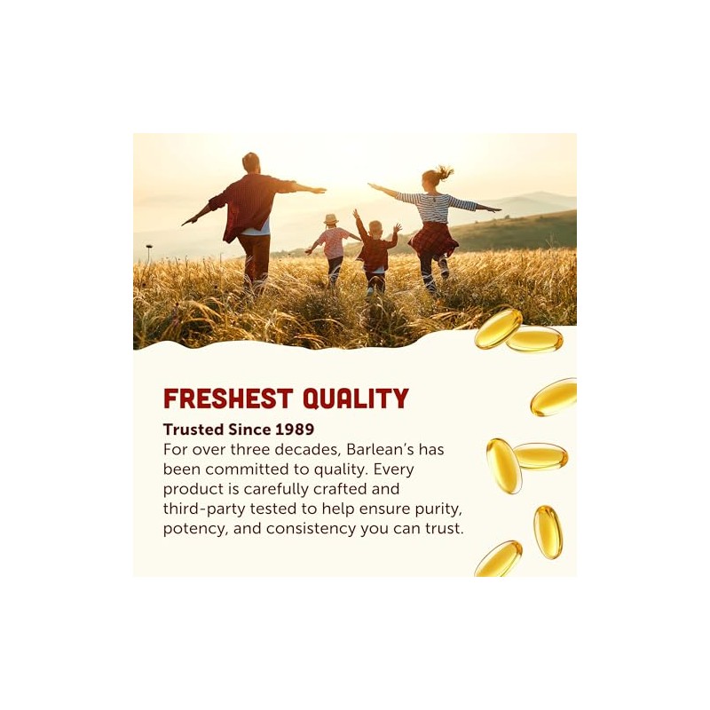 Barlean's Organic Oils Fresh Flax Oil Softgels, 100 Count Bottle