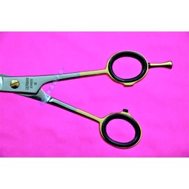 Sand Finish Scissors Barber Shears 6.5" Professional Salon Hair Cutting Shears W/Finger Rest Set of 2, 1 Gold Rings (CYNAMED)