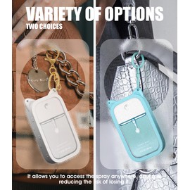 2 Packs Silicone Case Compatible with Touchland Hand Sanitizer Spray (Fit for 1 FL OZ/30 mL Ver), Portable keychain Cute Color Ears (White, Sky Blue)