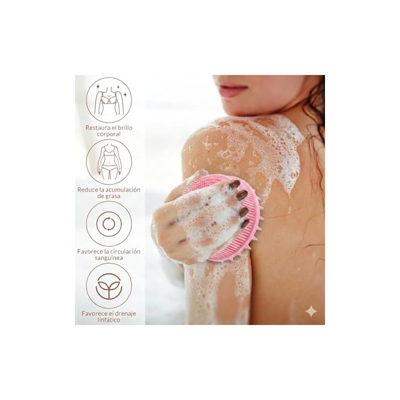 Pack Cepillo Baño Silicona Estropajo Corporal Suave Limpieza Nutritiva Exfoliación