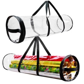 Storage Wrapping Paper Rolls, Transparent Storage Bag for Wrapping Paper with Zip & Carry Handle, 2 Sizes (Clear 100 cm)