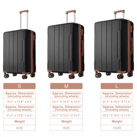 Strawberry Fairy Expandable Hard Shell Luggage Set - 3 Piece Travel Suitcases with TSA Lock and Double Spinner Wheels, Black Brown
