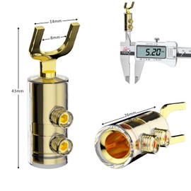Gold/Rhodium Plated Brass Banana Connectors for Speakers, 4 Pieces, Double Screws (Gold Plated, SY1538)