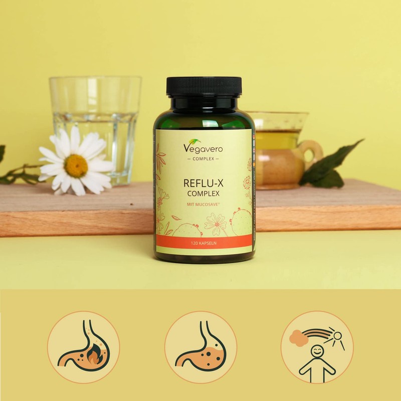 Vegavero Reflu-X Complex | Natural Antacid | Stomach Capsules for