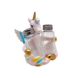 Sitting Unicorn Salt and Pepper Set Holder, Whimsical Kitchen & Bar Decor, Shakers Included, 4.25 Inches