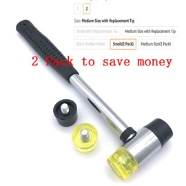 MIKMAYTOO Small Plastic and Rubber Hammer with 2 Head Tip for Jewelers Kid or women Double-Faced Rubber Soft Head Hammer for Jewelry Leather Wood Usage or Light Tapping Work Lightweight (1, Small)
