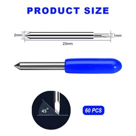 YOYEAH 60 Pack 60° Replacement Blades Set for Cricut Explore Air/Air 2/Air 3/Maker/Maker 3, Cricut Expression for Vinyl Cutting Machines (Blue Cap)
