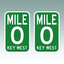 Pair of Mile Marker 0 Stickers - Decal - Die Cut - Sticker Key west Zero US1 HWY 1 Highway