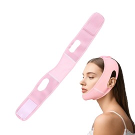 V-Line Lifting Mask,Anti-Aging Firm Lifted Skin Chin Strap,Reusable Breathable and Comfortable Adjustable Double Chin Reducer,Chins Strap for Sleeping,for Face Slimming & Jawline Sculpting(Pink)