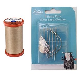 Coats & Clark Extra Strong Upholstery Thread, 150 Yds, S964, Bundle with Bella's Crafts Assorted Heavy Duty Hand Needles 7 Ct (Buff)