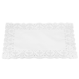 sourcing map 100 Pcs White Lace Paper Doilies 10 x 14 Inch Rectangle Paper Doilies Tableware Disposable Paper Decorative Paper Placemats for Wedding, Birthday, Cakes, Desserts, Tableware Food