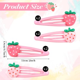 Ymapinc 8Pcs Strawberry Hair Clips for Women, Pink Kawaii Resin Snap Barrettes, Non-Slip Cute Hair Accessories Gift for Girls Teens