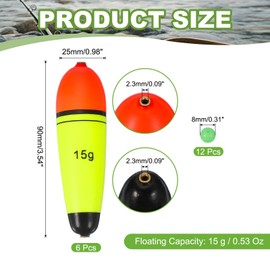YELARXI Fishing Slip Bobbers, EVA Foam Bobbers Slip Floats with Fish Beads, 0.5 Oz Floatage Fit for Perch Carp Bass Fishing Corks Saltwater Freshwater (6 Pack, Red/Yellow)