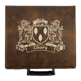 Cleary Irish Coat of Arms Leather Poker Set