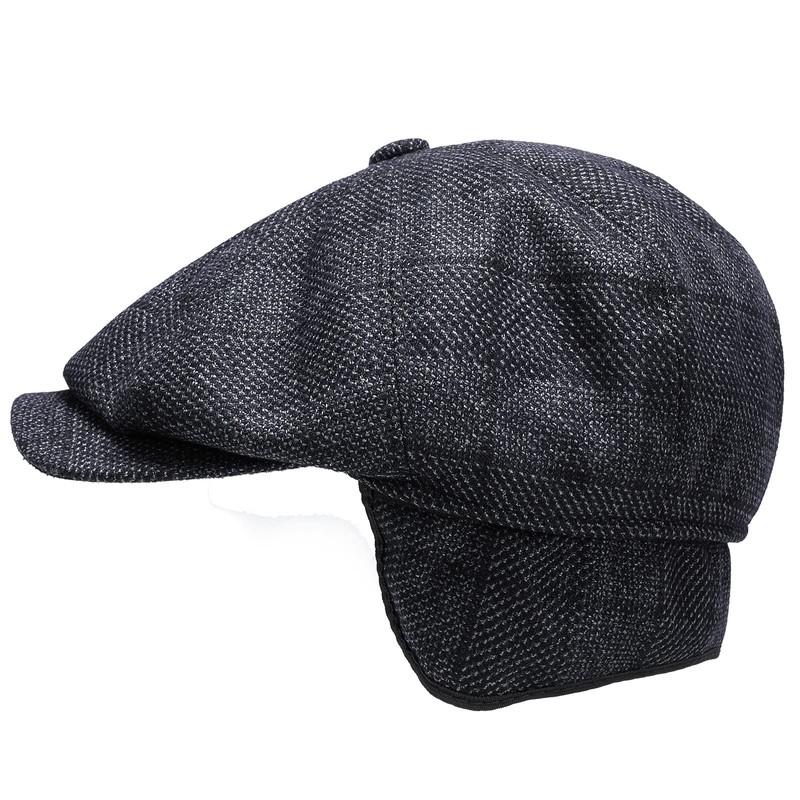 Superora Men's Flat Cap Herringbone Tweed Newsboy Cap Herringbone, blue
