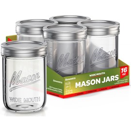 SEWANTA Wide Mouth Mason Jars 16 oz [10 Pack] With mason jar lids and Bands, mason jars 16 oz - For Canning, Fermenting, Pickling - Jar Décor - Microwave/Freeze/Dishwasher Safe.