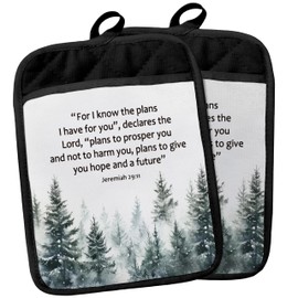 Christian Gifts for Women Pot Holders with Pockets, Jeremiah 29:11 Christian Bible Verse Pot Holders Heat Resistant Oven Mitts Hot Pads for Kitchen Baking Cooking,Potholders for Kitchens