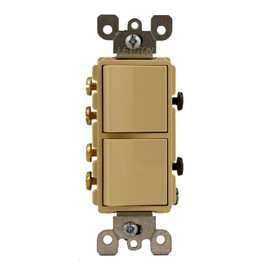Leviton 15 Amp, 120/277 Volt, Decora Brand Style 3-Way / 3-Way AC Combination Switch, Commercial Grade, Grounding, 5643-I, Ivory