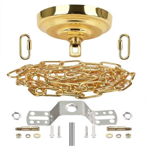 SanSop Sangle Soppfy Vingage Canopy Kit and Pendant Light Fixture Chain for Chandelier or Swag Light Fixtures,Maximum Weight of 60 Pounds,6 feet,Heavy Duty,5inch Diameter,(Pure Gold)…
