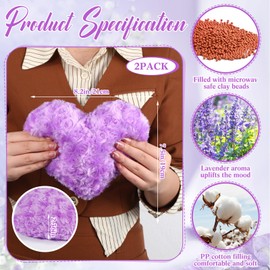 Hungdao 2 Pcs Microwave Heating Pad Multipurpose Warm Moist Heart Pillow Fluffy Microwavable Heat Pillow for Stress Reduction Back Shoulders Warm Gift(Violet)