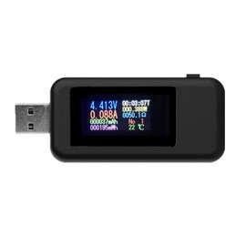 USB C Tester Voltmeter Current Voltage Tester Meter 0-5.1A 4-30V USB Current Capacity Temperature Working Time Volt Ammeter Detector IPS Color Display LCD Charger Detector
