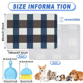 2 Pack Guinea Pig Cage Liners with Cleaning Tool Set, 31''x 47'' Washable Rabbit Pee Pads, Reusable Bunny Mat, Super Absorbent Hamster Bedding for Small Animals Rabbit Rat Chinchillas Ferret Hedgehog