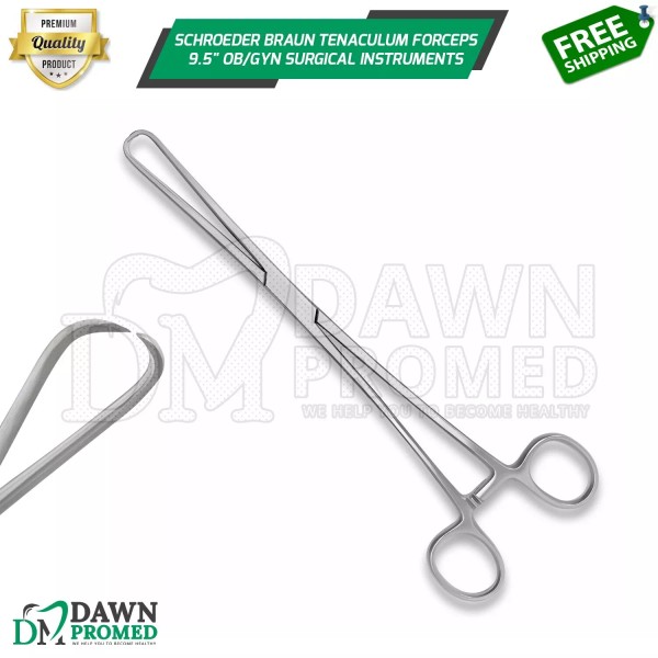 DawnProMed Schroeder Braun Tenaculum Uterine Forceps 9.5" OB/GYN Surgical Inst