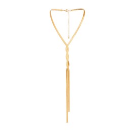 fdsmall Tassel Collar Necklace Snake Bone Chain Simple Long Choker Jewelry Adjustable for Women and Girls Minimalist Chain Necklace (Gold)