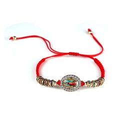 1pcs Red Knot Virgin Mary/Saint Benedict/Saint Jude String Bracelet Set Adjustable Cord Link Rosary Prayer Protection Medal for Women Lucky Catholic Religious Jewelry-Virgin Mary