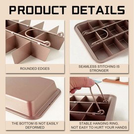 CHEDODU Brownie-Pfannen mit Trennwänden Antihaftbeschichtete Haltbarer Kohlenstoffstahl Eckig Küchen-Brownie-Pfanne zum Backen von Kuchenkeksen