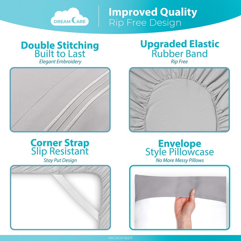 DREAMCARE 6 Piece Deep Pocket Sheets Microfiber Sheets Bed Sheets