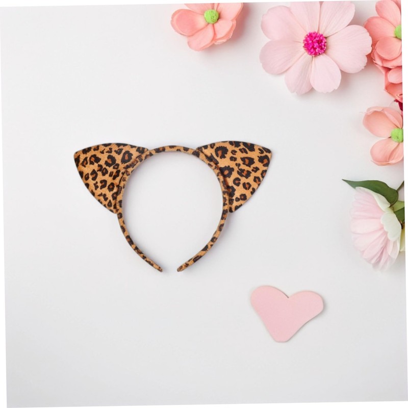DECHOUS 9pcs Leopard Print Cat Ear Headbands Plush Animal Ears
