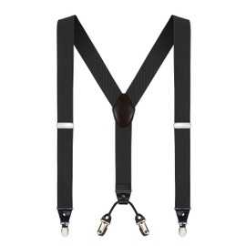 Moulen Men's Y-Back 1.4 Inches Wide 4-Clips Adjustable Suspenders, Gray