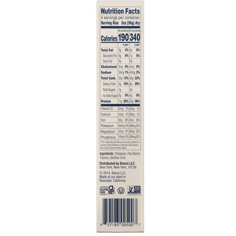 Banza Gluten-Free Chickpea Pasta, Penne 20g Protein | Lower Carb