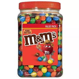 M&M's M&Ms Peanut Butter Candy 55 oz Jar M&M's M & M Chocolate Candies Tub Bulk 3.43LB
