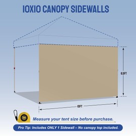 CROWN SHADES SunWall Silver Coated for 10x10 Pop up Canopy Tent, 1 Pack Sidewall Only with Silver Coating (Beige) (1 Pack, Beige)
