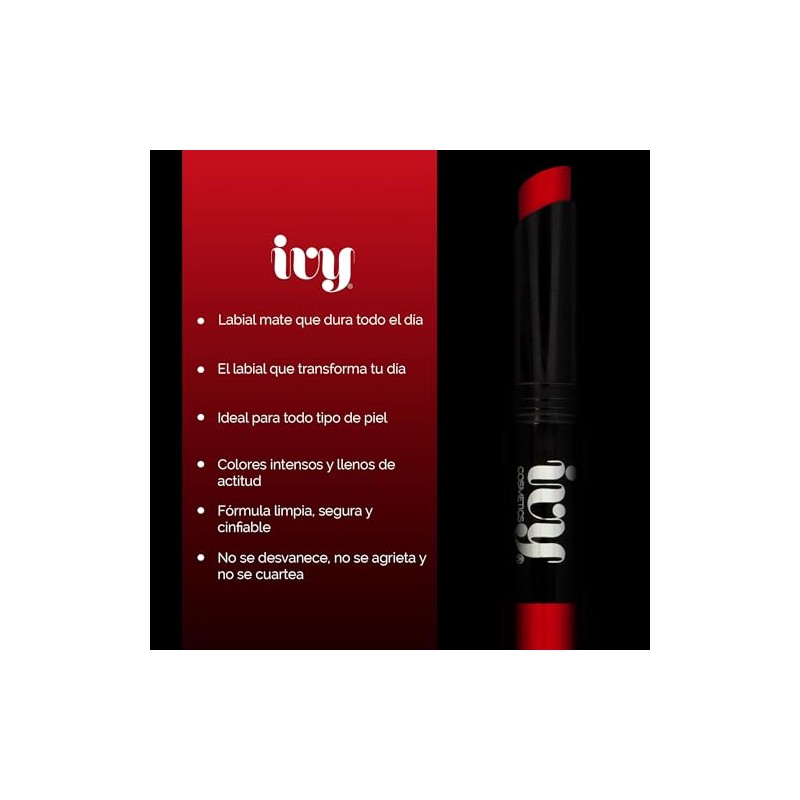 Labial Mate Ivy de Larga Duracion - 15 Tonos Disponibles