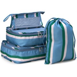 Bliss Travel Packing Cubes - 3 Pack/4 Pack/5 Pack Compact Suitcase Organizer, Durable Mesh Front Travel Cubes for Packing, Organizer Bags for Clothes, Toiletries, Cosmetics, Laundry, 4PC Denim Blue