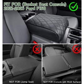 Center Console Cover for Ford F150 2021 2022 2023 2024 2025 Truck Interior Accessories, PU Leather Armrest Middle Console Cover Anti-Scratch Protector Cushion Pad (Bucket Seat Only)