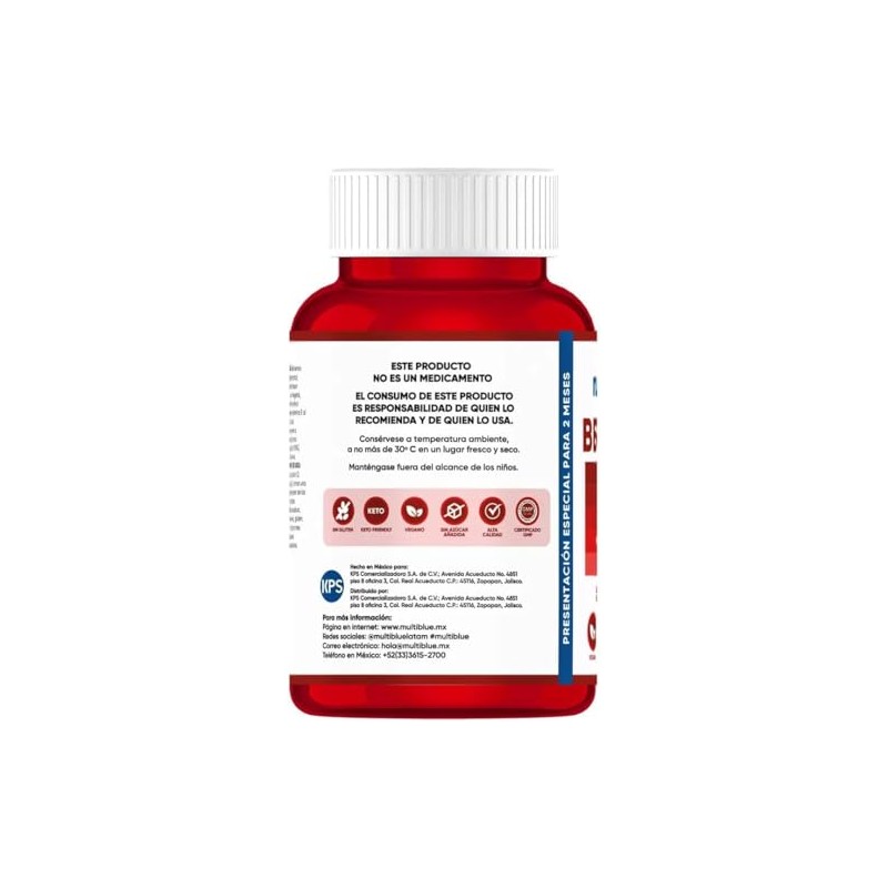 MultiBlue - Berberina 120 Cápsulas | Vitamina E, Cúrcuma, Canela