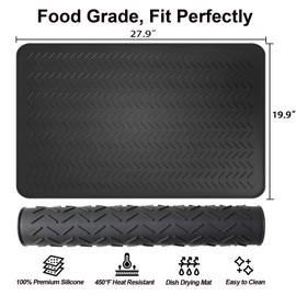 GUDEYIHE Stove Top Covers for Electric Stove, Thickened Premium Silicone Stove Mat for Glass Top Stove, 28 x 20 Glass Stove Top Cover Protector, Oven Range Top Cover, XL Dish Drying Mat | GUDEYIHE