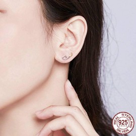 925 Sterling Silver Earrings for Women Heart-Shaped Airplane Small Earrings Stud Trendy Unique Aesthetic Dainty Minimalist Hippie Kpop Earrings Bulk