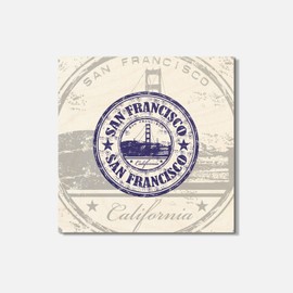 Unbranded San Francisco California Grunge Travel 4'' X 4'' Square Wooden Coaster